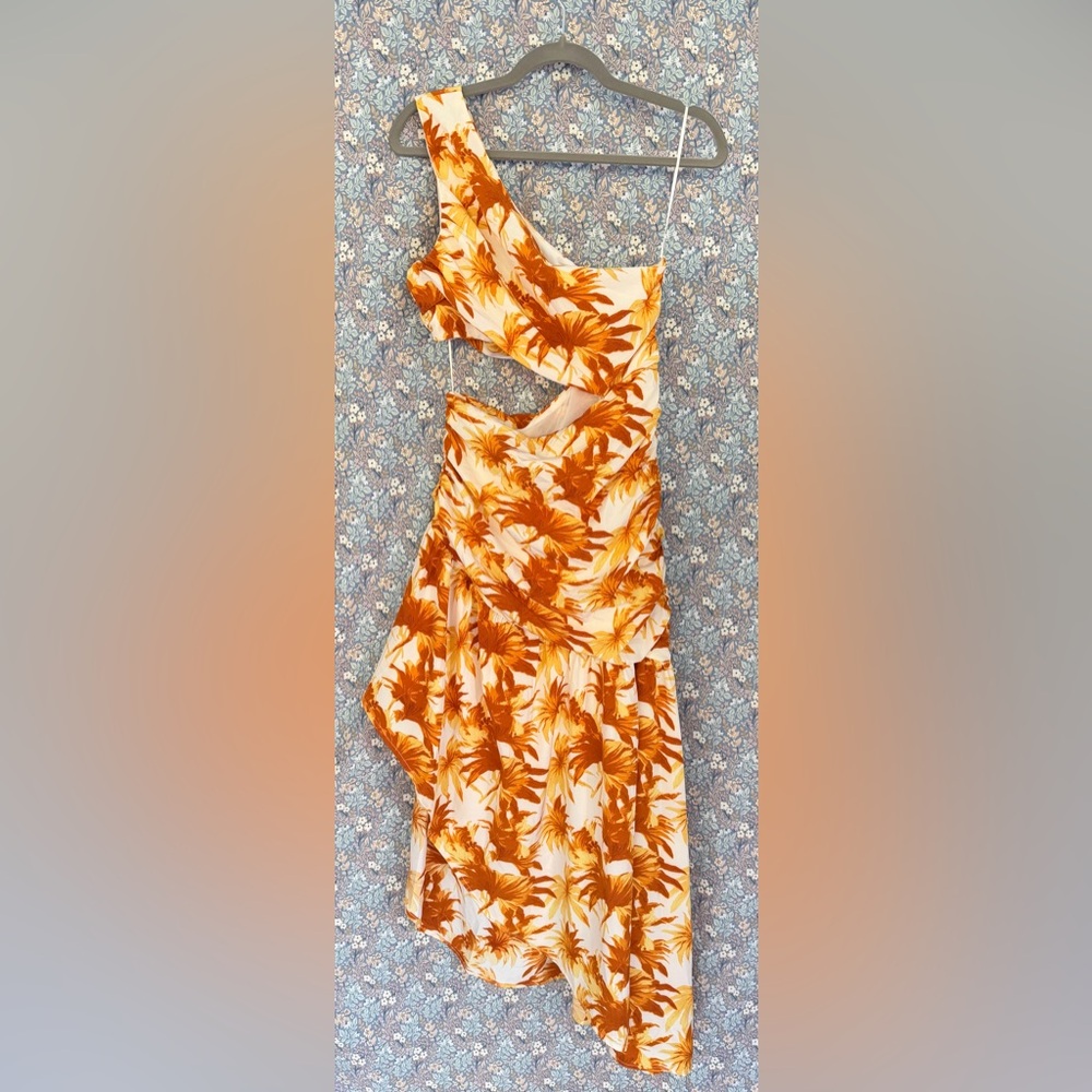 Vici Orange Floral Asymmetrical Blouse